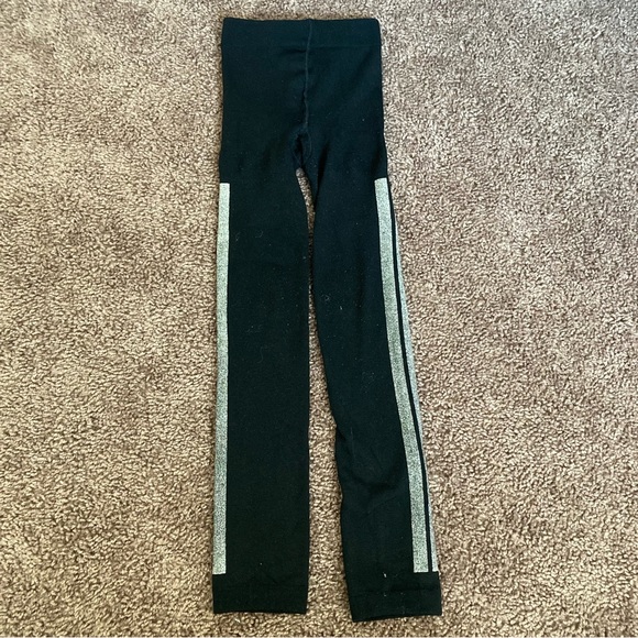 Thick Black Tights Sparkle Side Stripes Size 4-6X - Picture 1 of 4